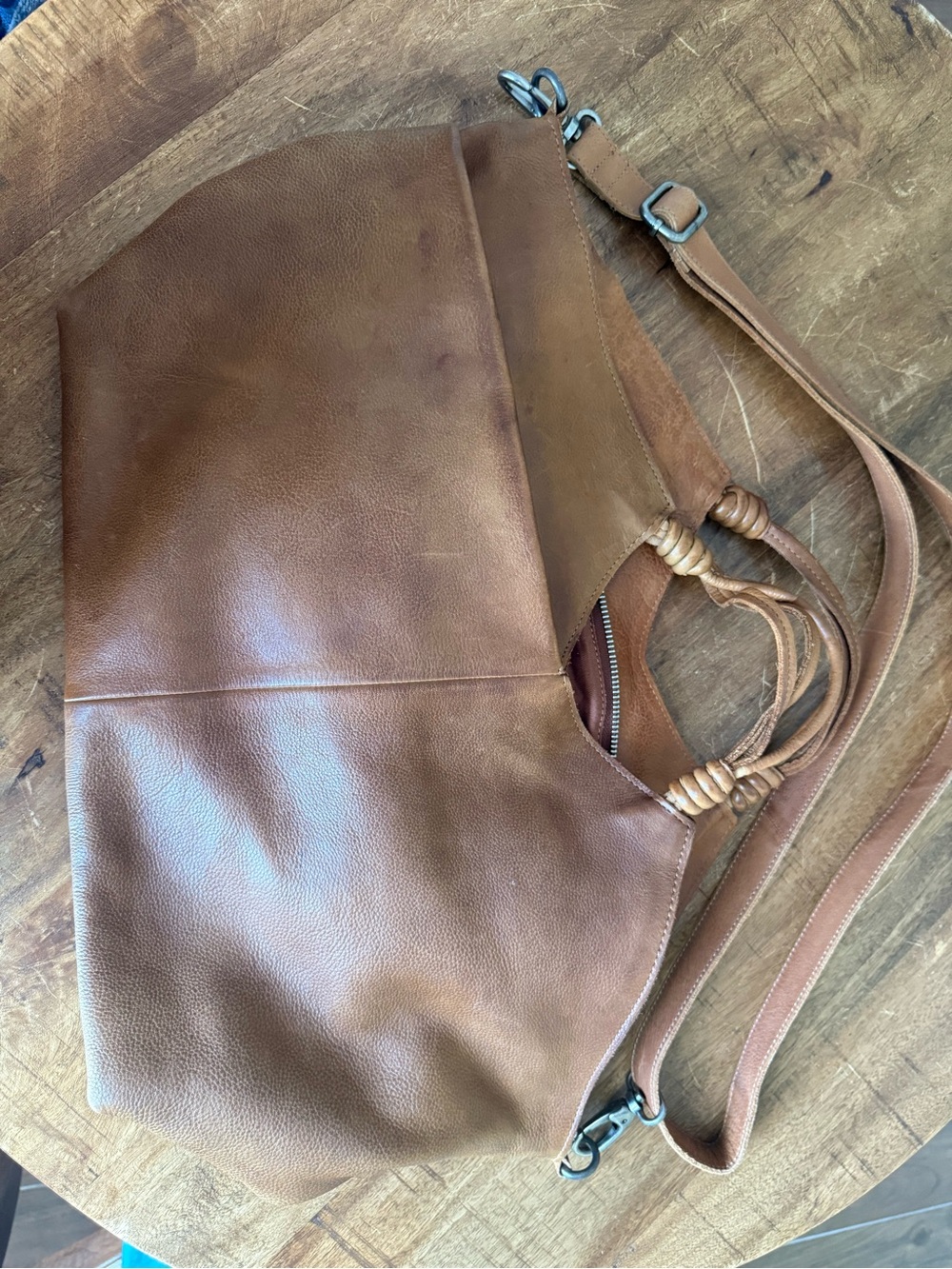 Latico Leathers Nelly Cognac Full Grain Leather Tote Crossbody Bag